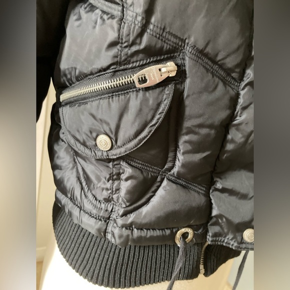 Cappuccino gold puff coat with removable faux fur collar size M - Picture 6 of 10